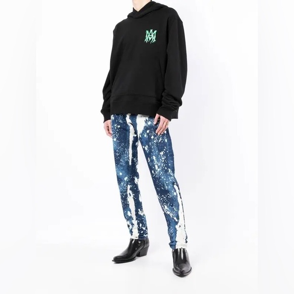 Amiri Coveted Black Watercolor Cotton Sweatshirt Hoodie Streetwear Men’s Size S - Picture 3 of 13